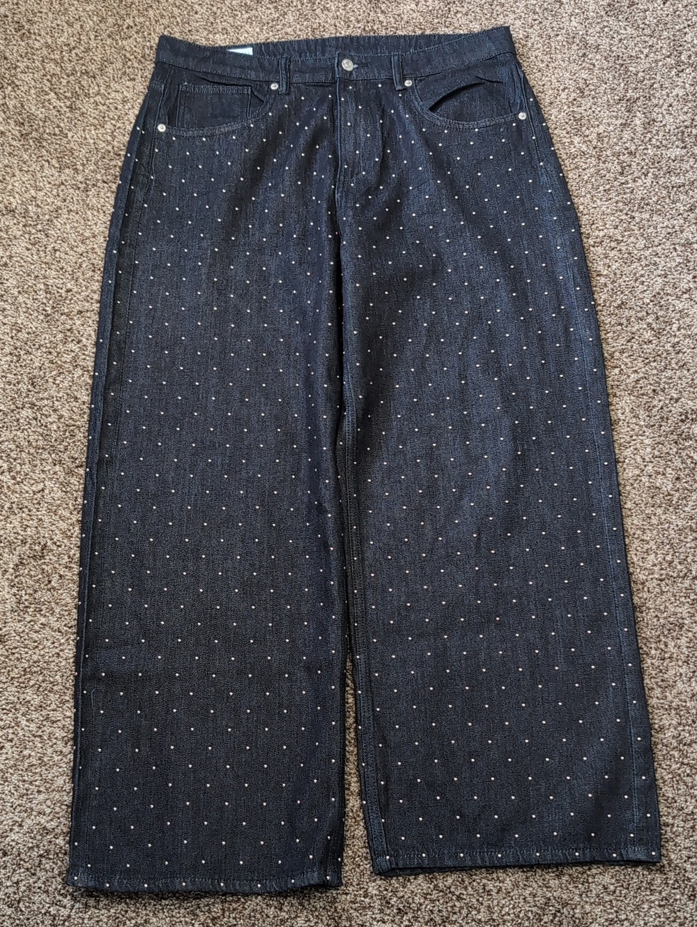 Zara Studded Wide-Leg Jeans